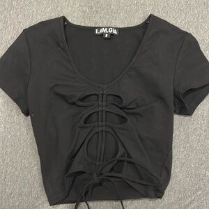 I AM GIA - Black T-Shirt with Detail - Size S - Worn Once